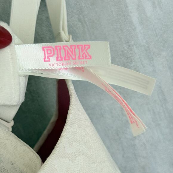 Victoria's Secret PINK Underwire Bra 38DDD Color Ivory Eyelet Lace NWOT - Picture 6 of 14